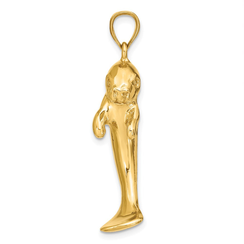 14K 2-D Polished Single Manatee Charm