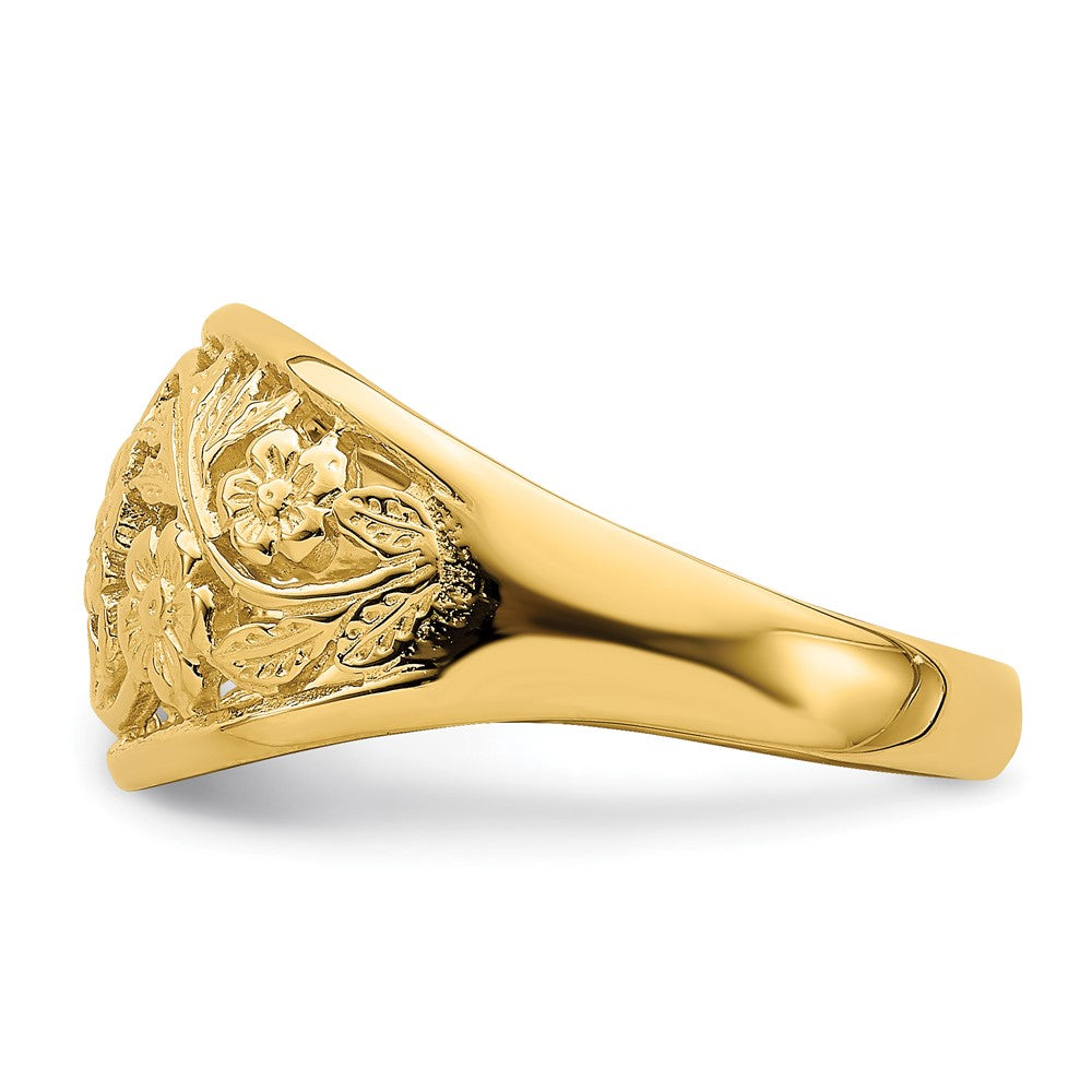 14K Floral Dome Ring Size 7