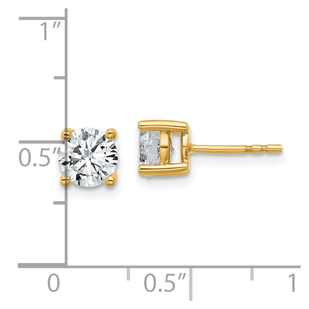 14k Yellow Gold 1 1/2 ctw Lab Grown Diamond VS/SI+ G+ Round 4 Prong Heavy Wt. Stud Earrings