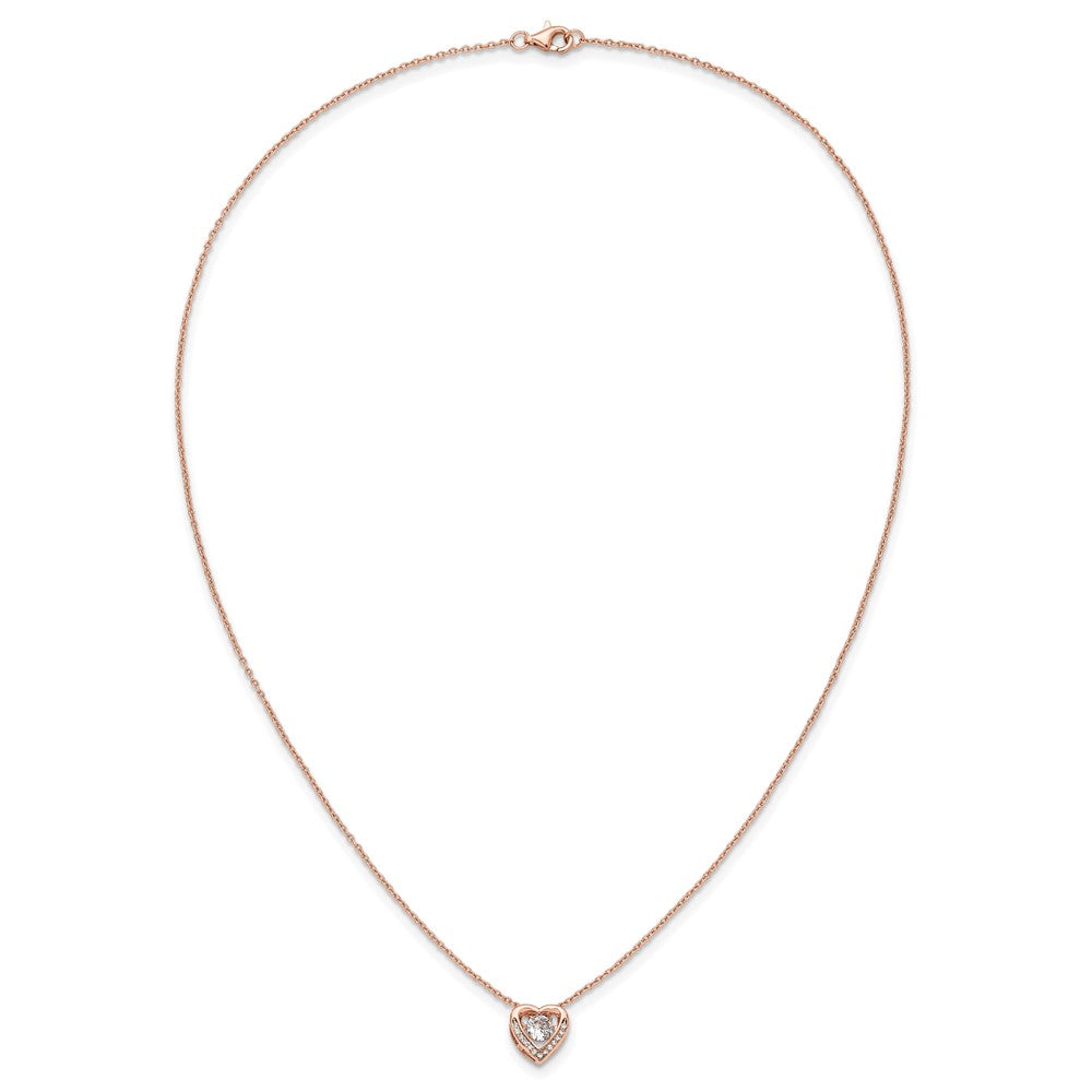 Cheryl M Sterling Silver Rose Gold-plated Polished Vibrant CZ Heart Necklace 18 Inches
