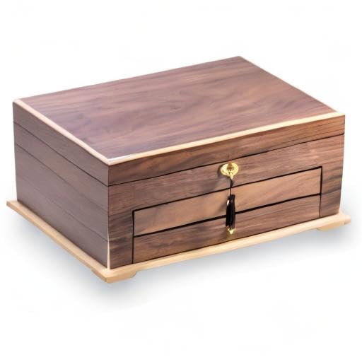 Walnut Lacquered Wood 3 Level Jewelry Box
