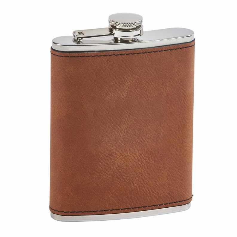 8 oz. Leatherette Flask in Caramel