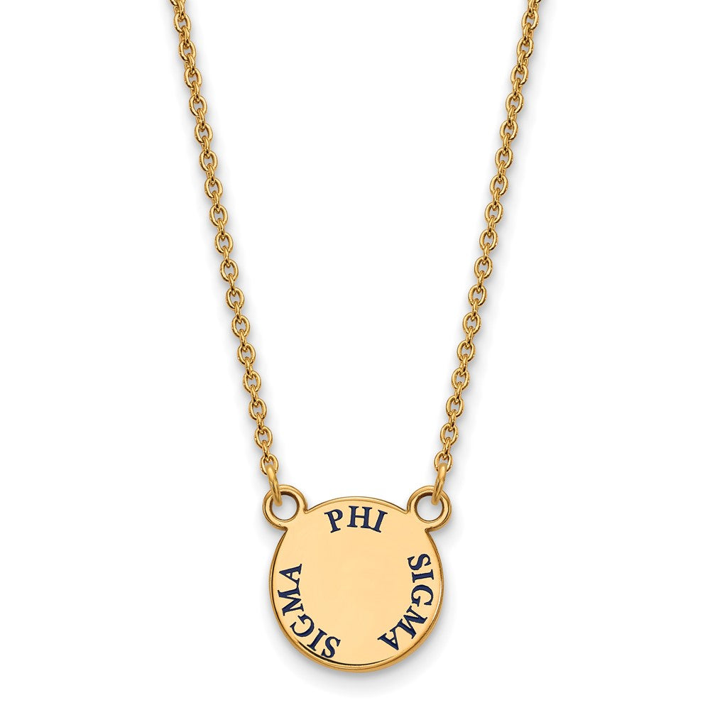 Sterling Silver Gold-plated LogoArt Phi Sigma Sigma Sorority Text Small Color Enamel Pendant 18 inch Necklace