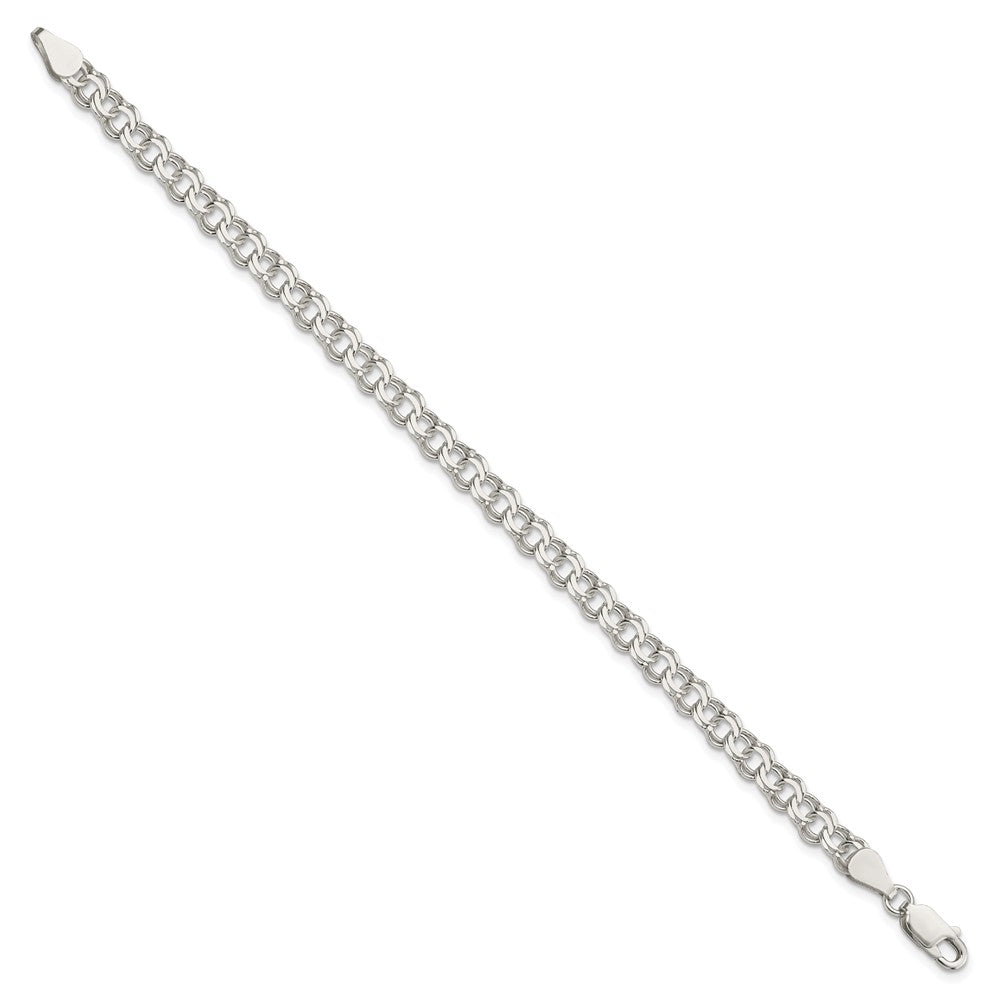 Sterling Silver 5.5mm Double Link Charm Bracelet 7 inches