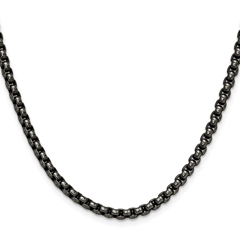 Stainless Steel Antiqued and Polished 3.9mm Rounded Box Chain