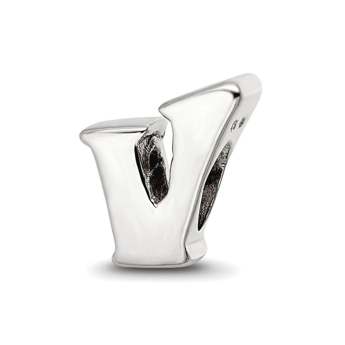925 Sterling Silver Polished Reflections SimStars Letter Name Personalized Monogram Initial V Bead Charm 8.18x10.91mm Wi