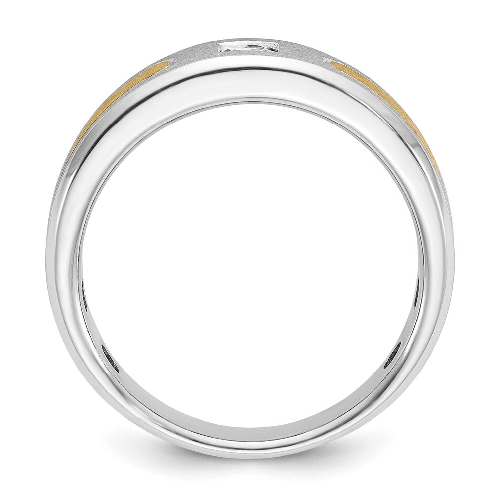 14k Two-tone IBGoodman Men's Polished and Satin 1/5 carat Diamond Complete Ring