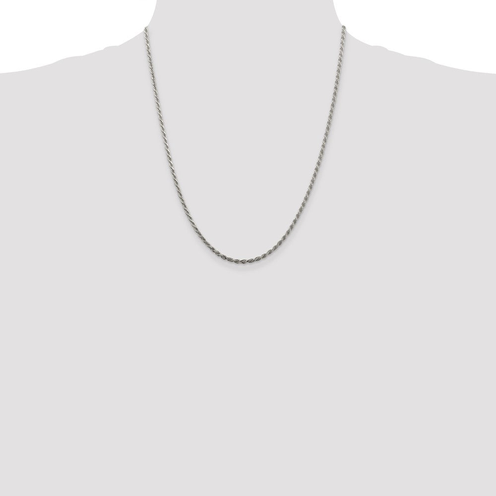 Sterling Silver 2.25mm Diamond-cut Rope Chain 22 Inches