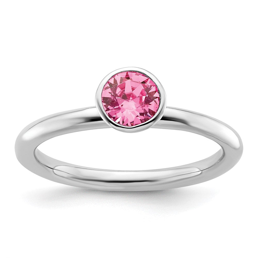 Sterling Silver Stackable Expressions High 5mm October Crystal Ring Size -8