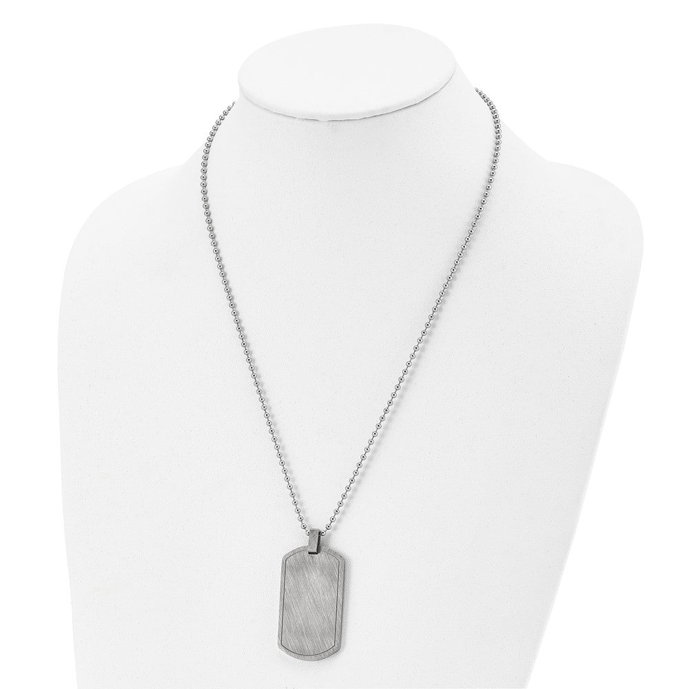 Stainless Steel Brushed and Polished Scratch Finish Dog Tag 22in Necklace