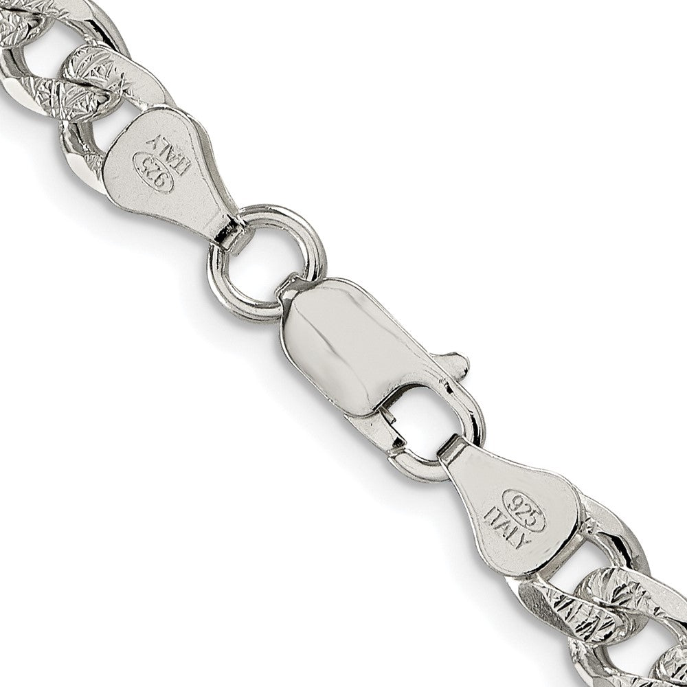 Sterling Silver Rhodium-plated 7mm Pav‚ Curb Chain
