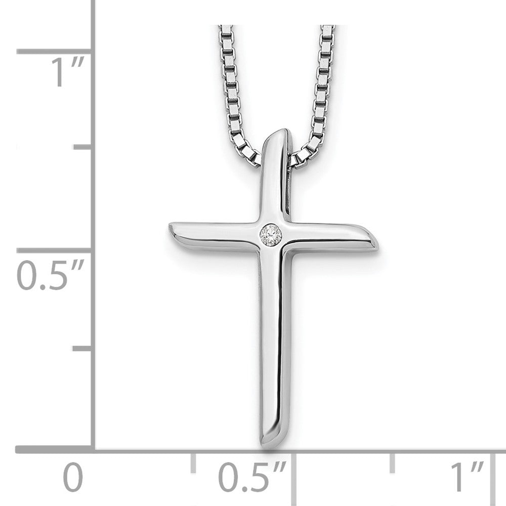 White Ice Sterling Silver Rhodium-plated 18 Inch Diamond Cross Necklace with 2 Inch Extender 18 Inches
