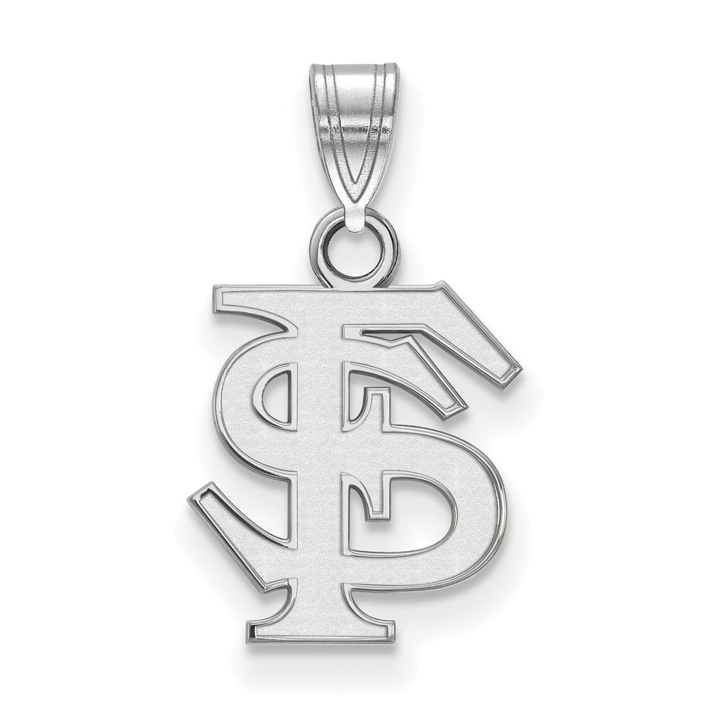 Sterling Silver Rhodium-plated LogoArt Florida State University F-S Small Pendant Q-SS002FSU