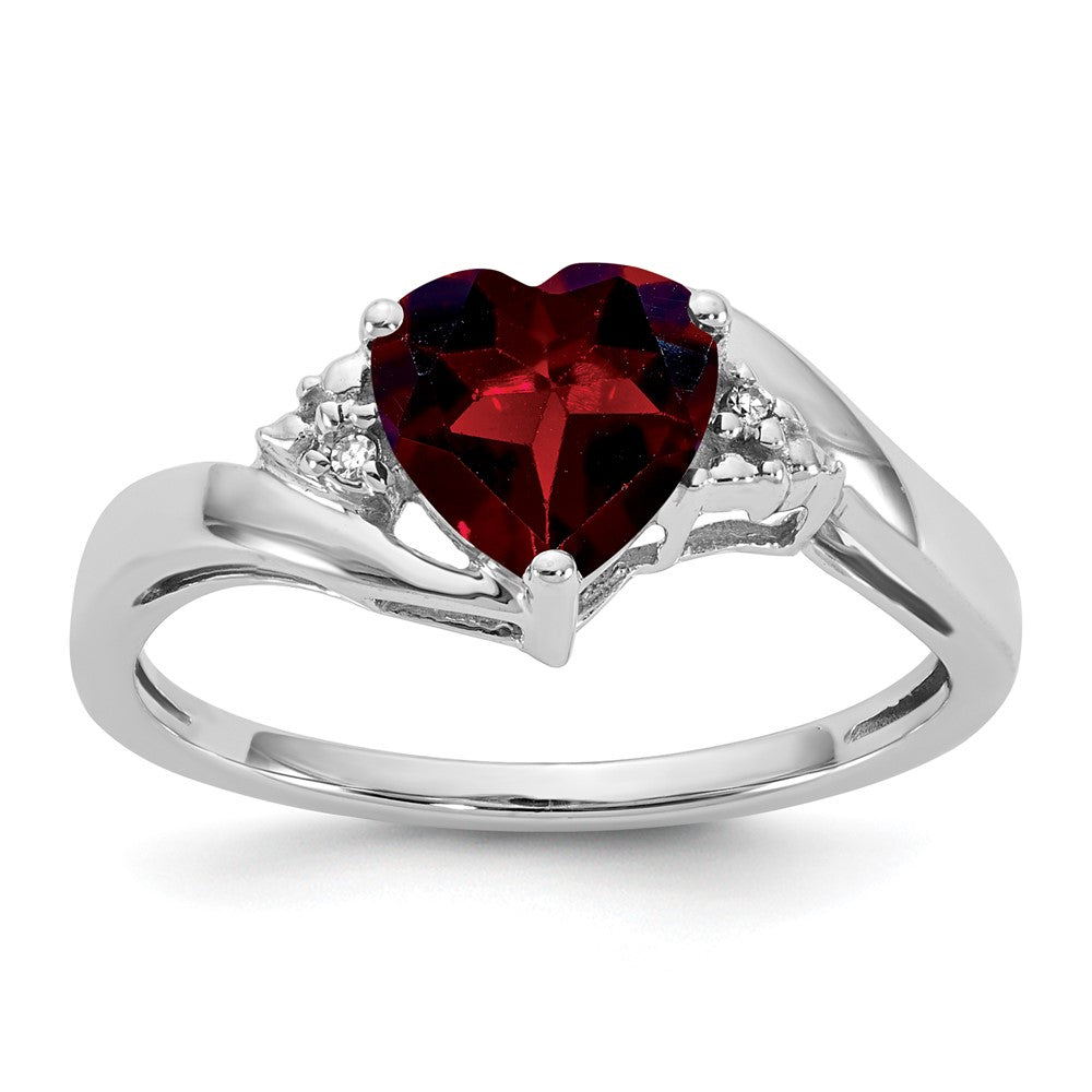 10k White Gold 1-7X7 HS Garnet, 2- 200' RD DIAS. - Stone:AA Mel:S45