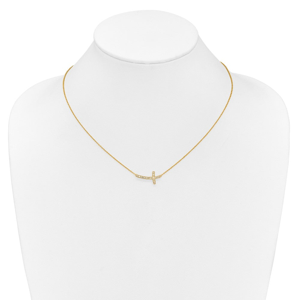 14k Diamond Sideways Cross 18in Necklace