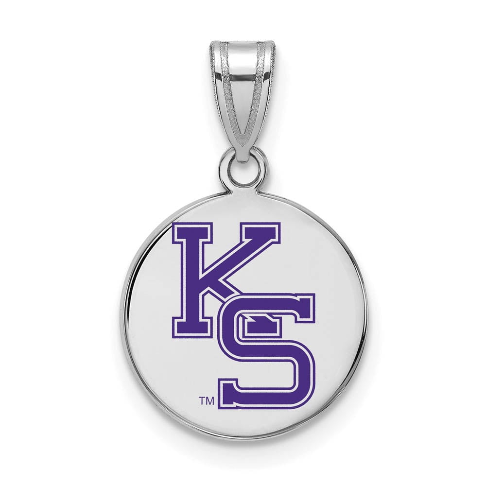 Beautiful SS Rh-p LogoArt Kansas State University Medium Enamel Disc Pendant