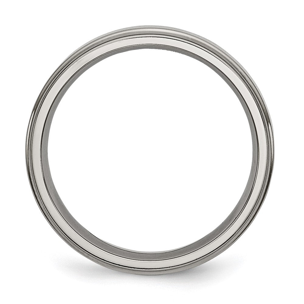 Titanium Polished 5mm Ridged Edge Band Size - 12.5