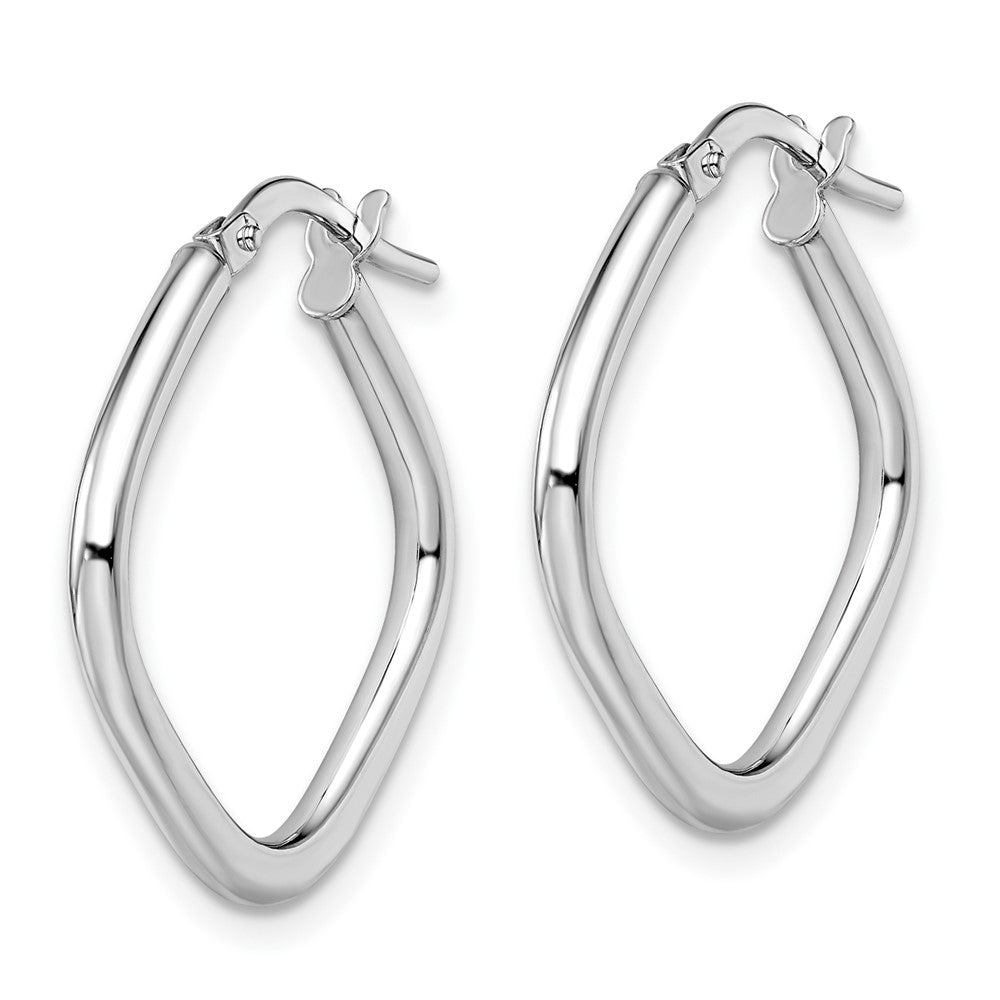 10K White Gold Polished Square Hoop Earrings