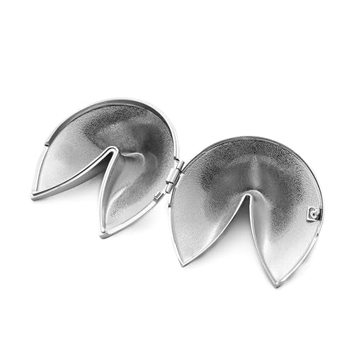 Silver-tone Hinged Fortune Cookie Shaped Box GM2162