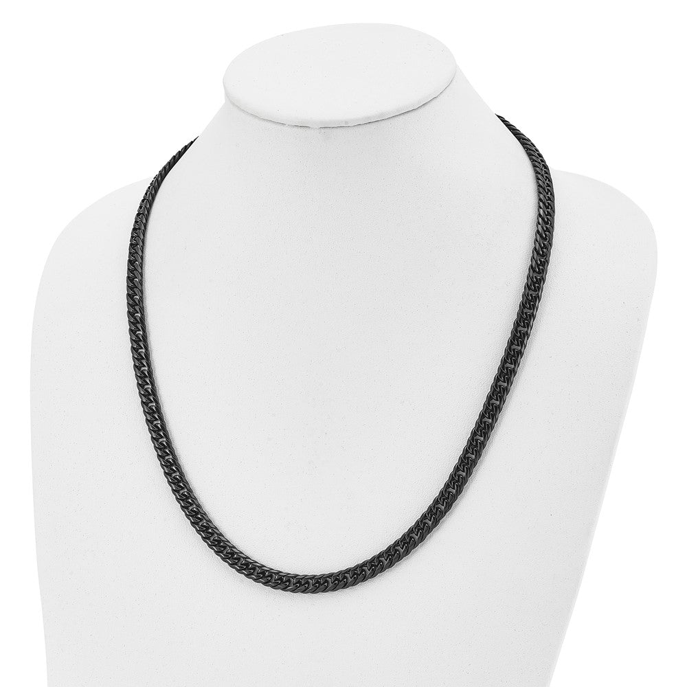 Stainless Steel Polished Black IP-plated Double Curb Chain 24in Necklace