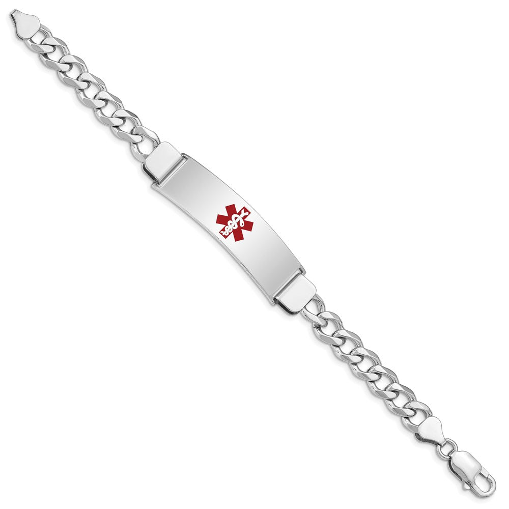 Sterling Silver Rhodium-plated Medical ID Curb Link Bracelet 8 inches