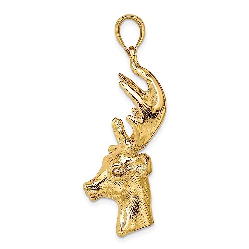 FJC Finejewelers 14k Yellow Gold 3d Deer Head with 8 Point Antlers Charm