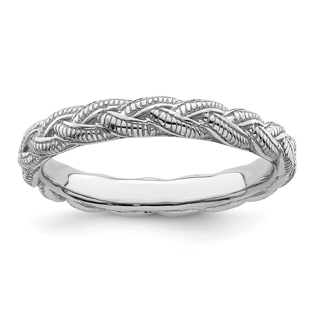 Sterling Silver Stackable Expressions Rhodium-plated Twist Ring Size -6