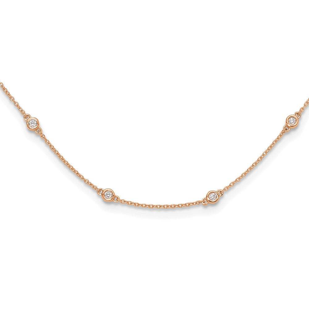 True Origin 14k Rose Gold 1/2 carat Lab Grown Diamond VS DEF Twenty Station 20 inch Necklace