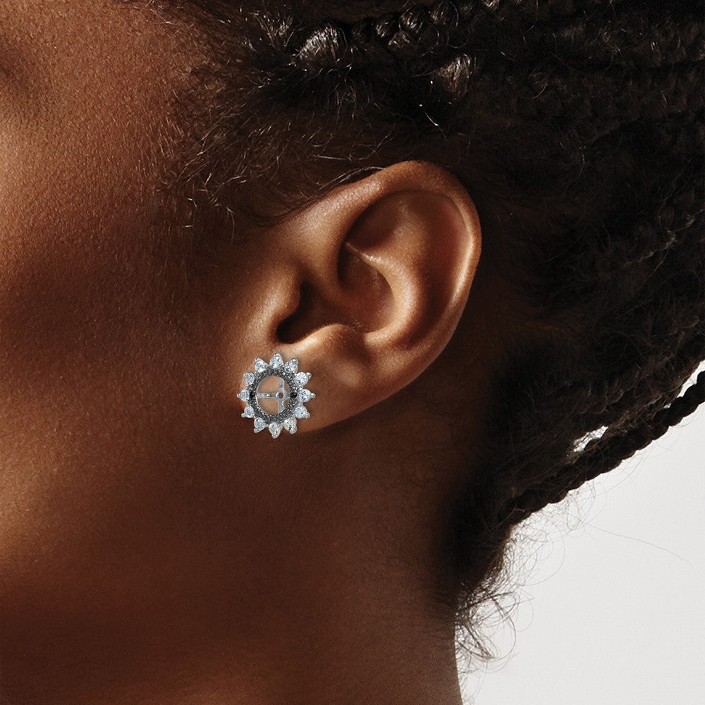 Sterling Silver Rhodium Aquamarine & Black Sapphire Earring Jacket