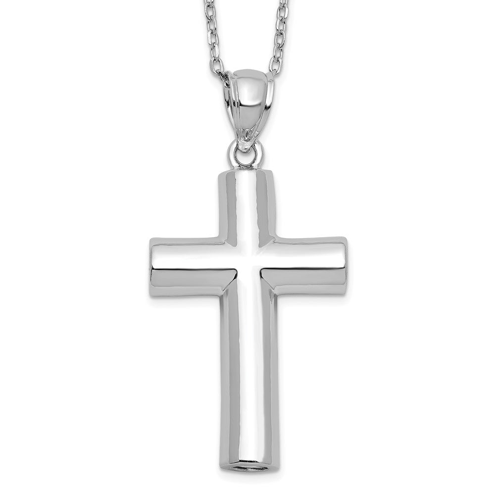Sterling Silver Rhodium-plated Cross Ash Holder 18in Necklace 18 Inches