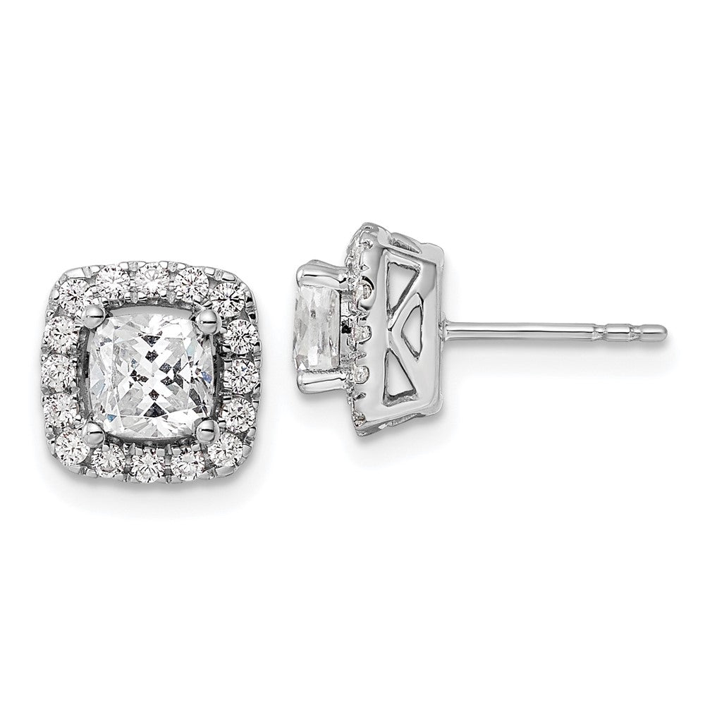 14k White Gold 3/8 carat Lab Grown Diamond VS/SI+ G+ April Birthstone White Sapphire Halo Post Earrings