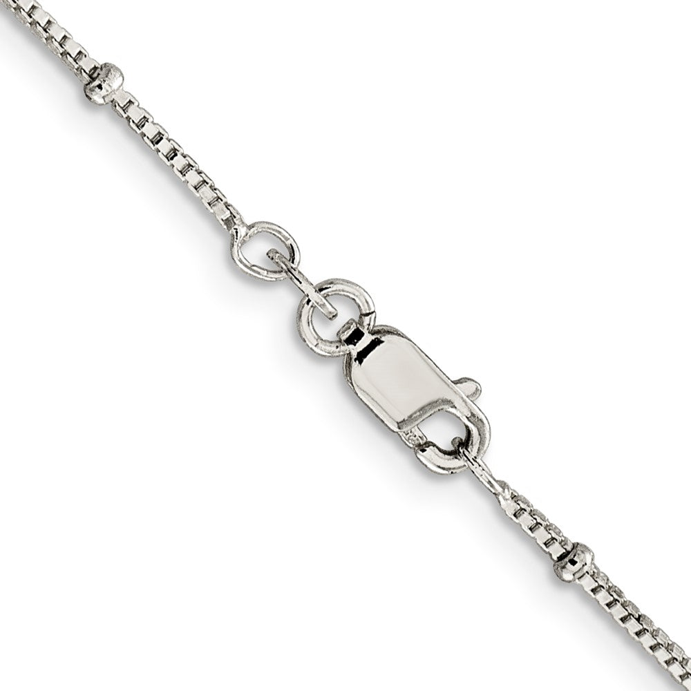 Sterling Silver 1.25mm Fancy Beaded Box Chain 18 Inches