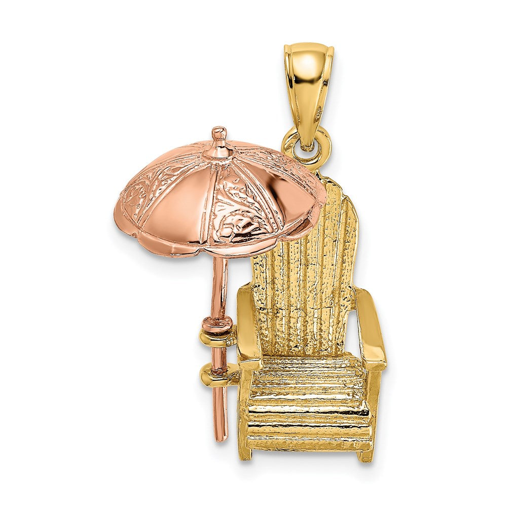 14K Rose and Yellow Gold 3-D Beach Chair w/Umbrella Charm