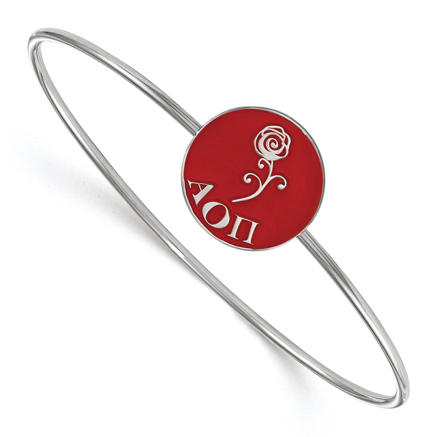 Amore La Vita Sterling Silver Rhodium-plated Polished Enameled University of Virginia Charm with Fancy Lobster Clasp