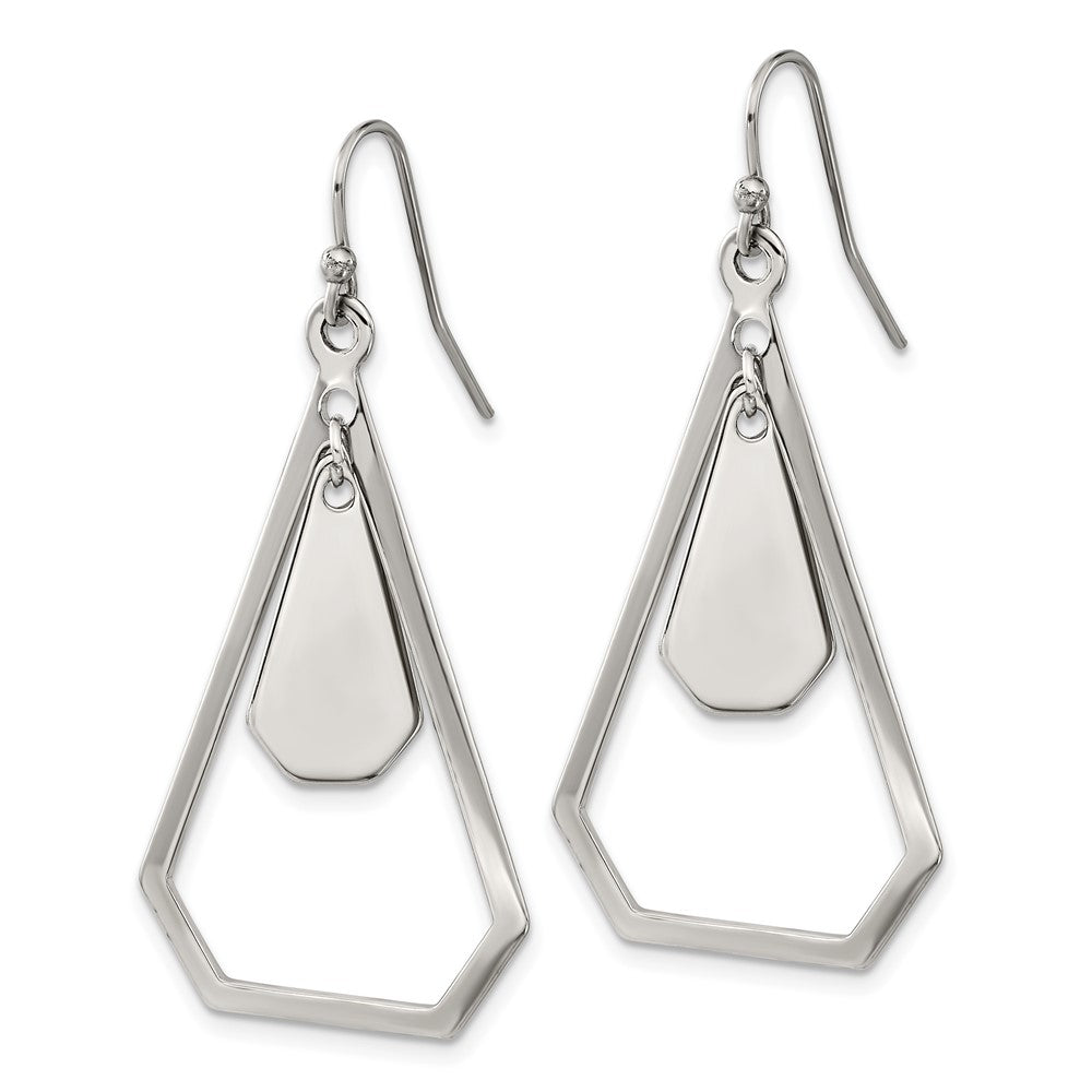 Stainless Steel Polished Dangle Shepherd Hook Earrings