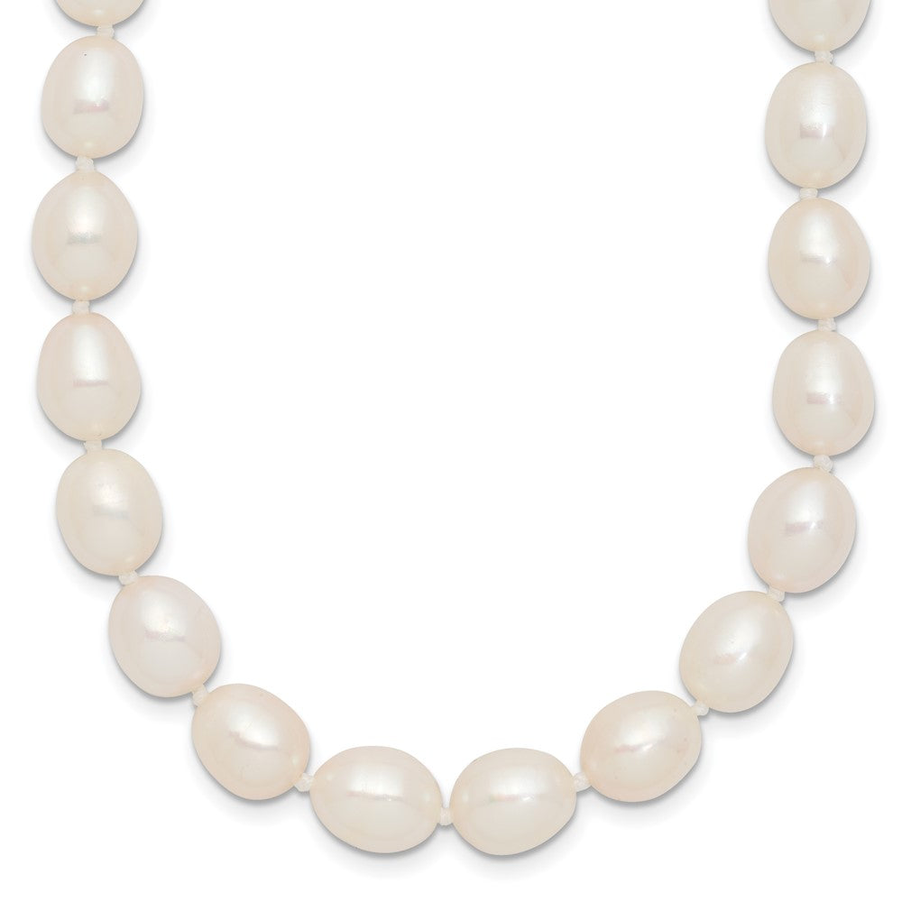 Sterling Silver Rhodium-plated 7-8mm White Rice Freshwater Cultured Pearl18 inch Necklace 18 Inches