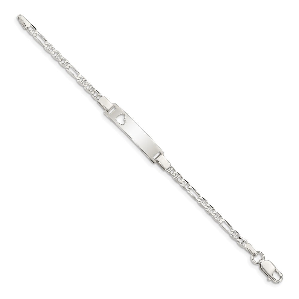 Sterling Silver Baby ID with Cut-out Heart Bracelet 5.5 inches