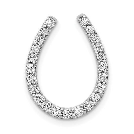 14k White Gold 1/3 carat Lab Grown Diamond VS/SI+ G+ Horseshoe Chain Slide Pendant