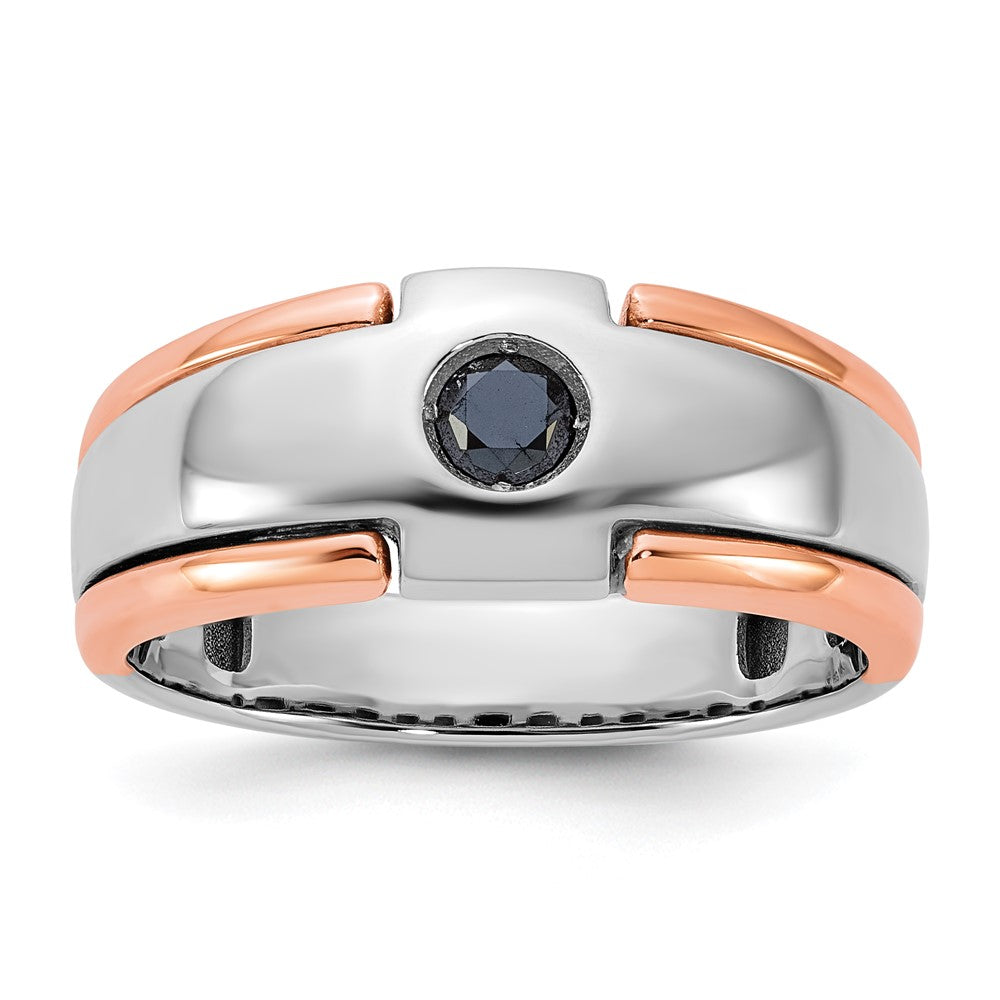 14k Two-tone White/Rose Gold IBGoodman Men's 1/4 carat Black Diamond Complete Ring Size 10