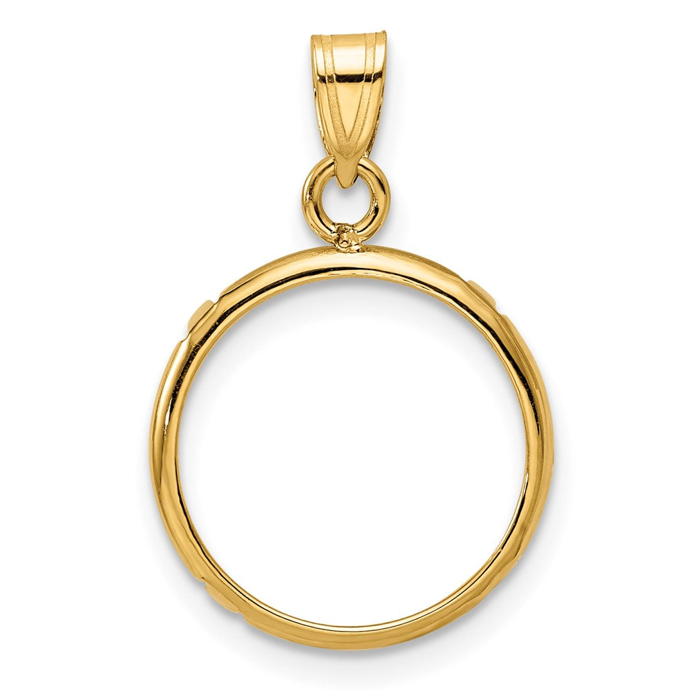 Wideband Distinguished Coin Jewelry 14k Polished 13.0mm Prong Coin Bezel Pendant