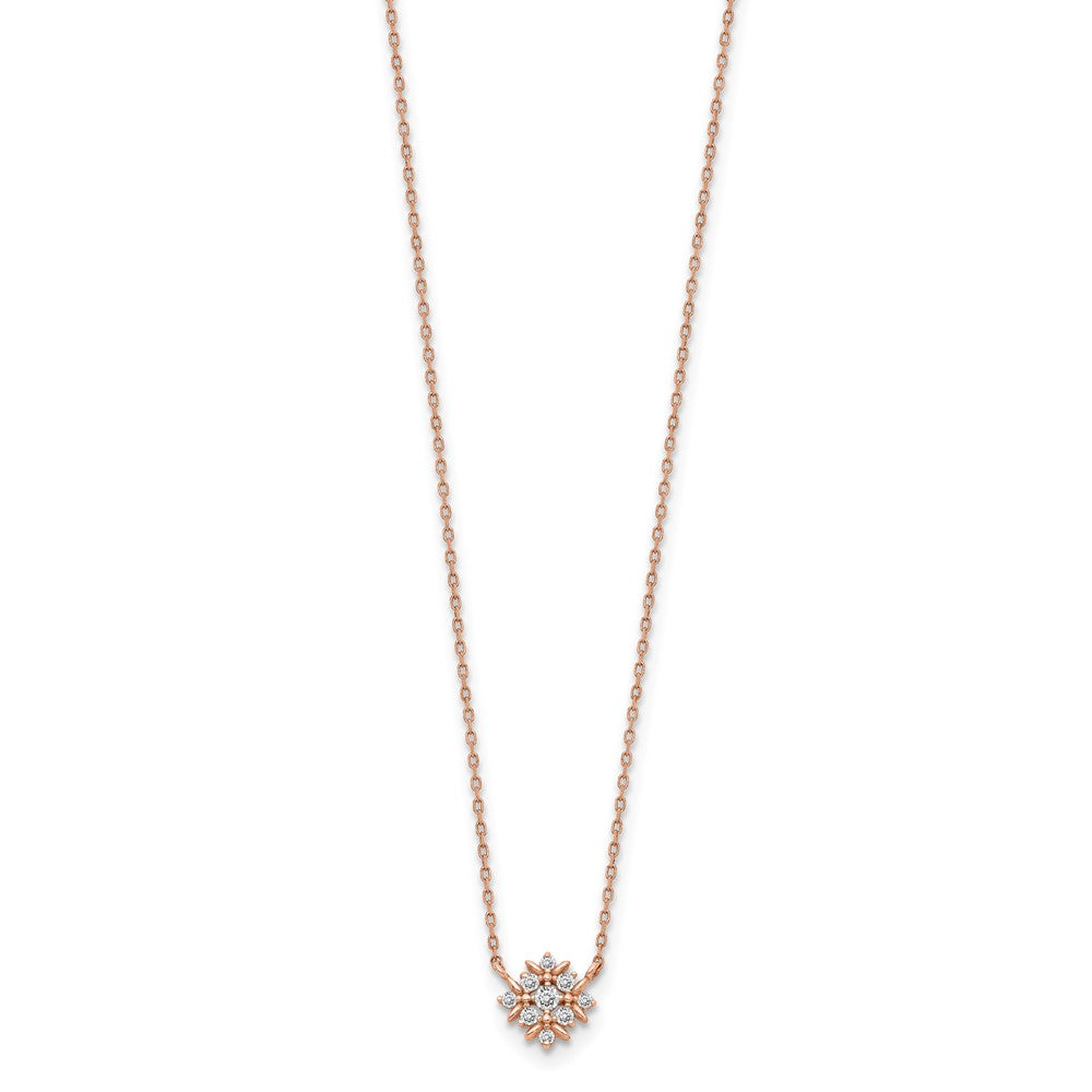 14K Rose Gold Fancy CZ w/1in ext. Necklace