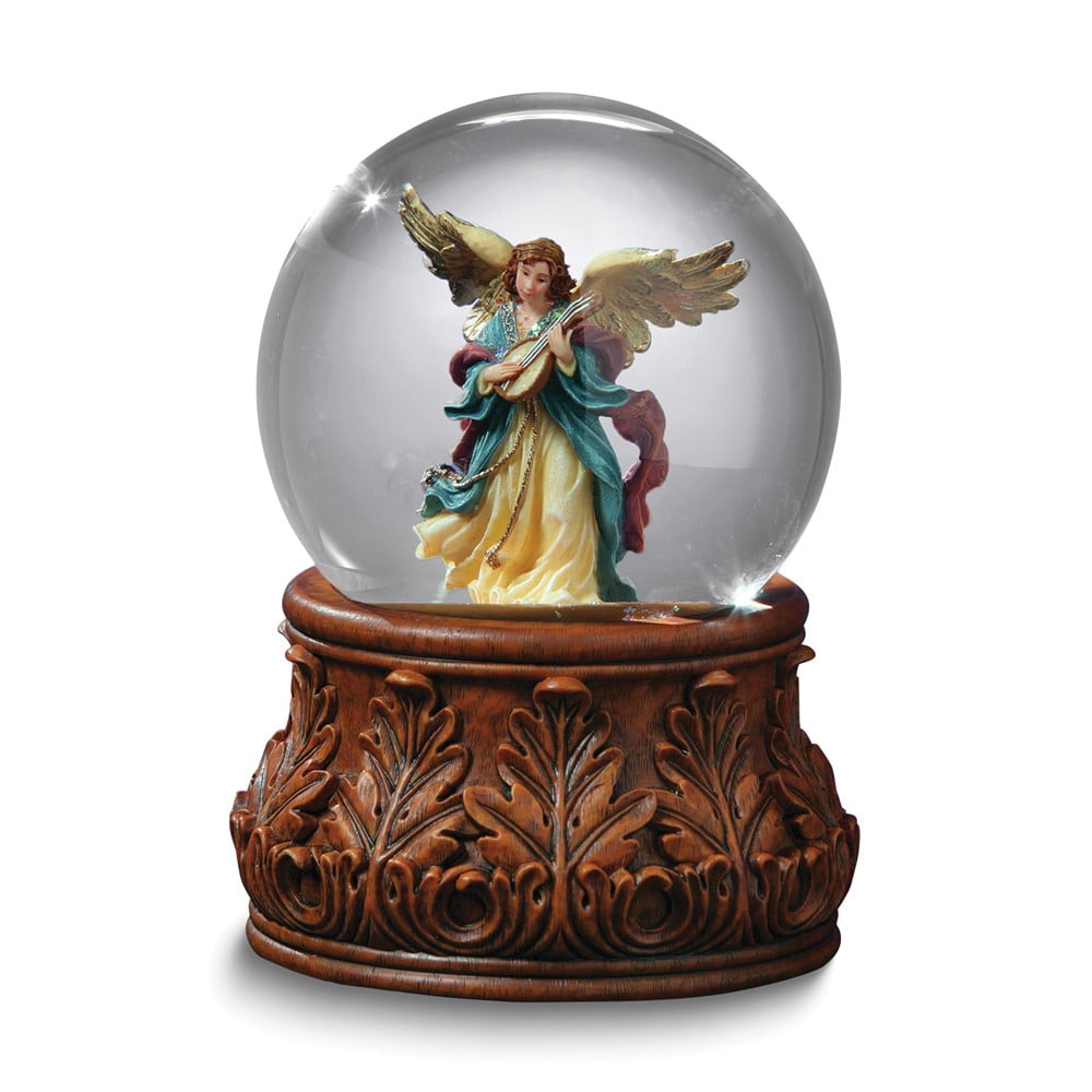 San Franciscto Music Box Angel Playing Mandolin Musical (Plays Angels We Have Heard On High) Water Globe Q-GM10656