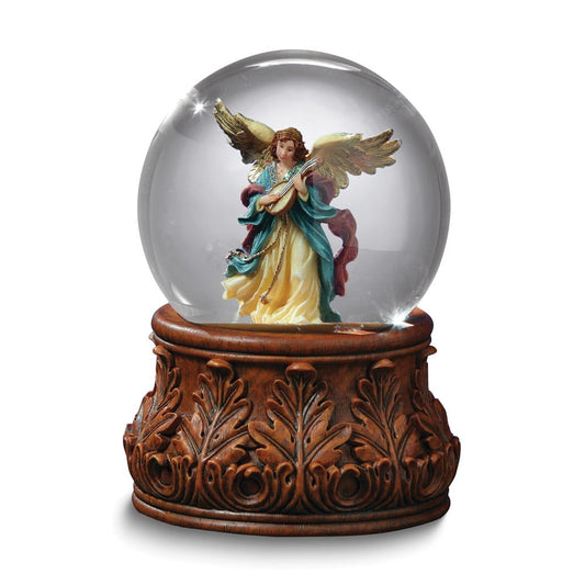 San Franciscto Music Box Angel Playing Mandolin Musical (Plays Angels We Have Heard On High) Water Globe Q-GM10656