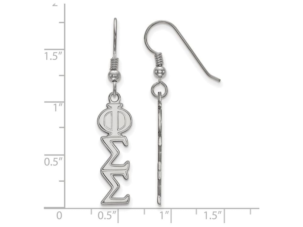 Sterling Silver Official Licensed Greek Sororities Phi Sigma Sigma (???) Dangle Medium Earrings
