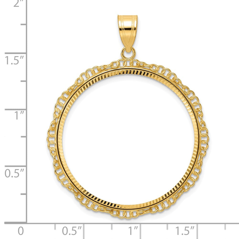 14k Diamond Cut Twisted Ring with 32.0mm Prong Coin Bezel Pendant
