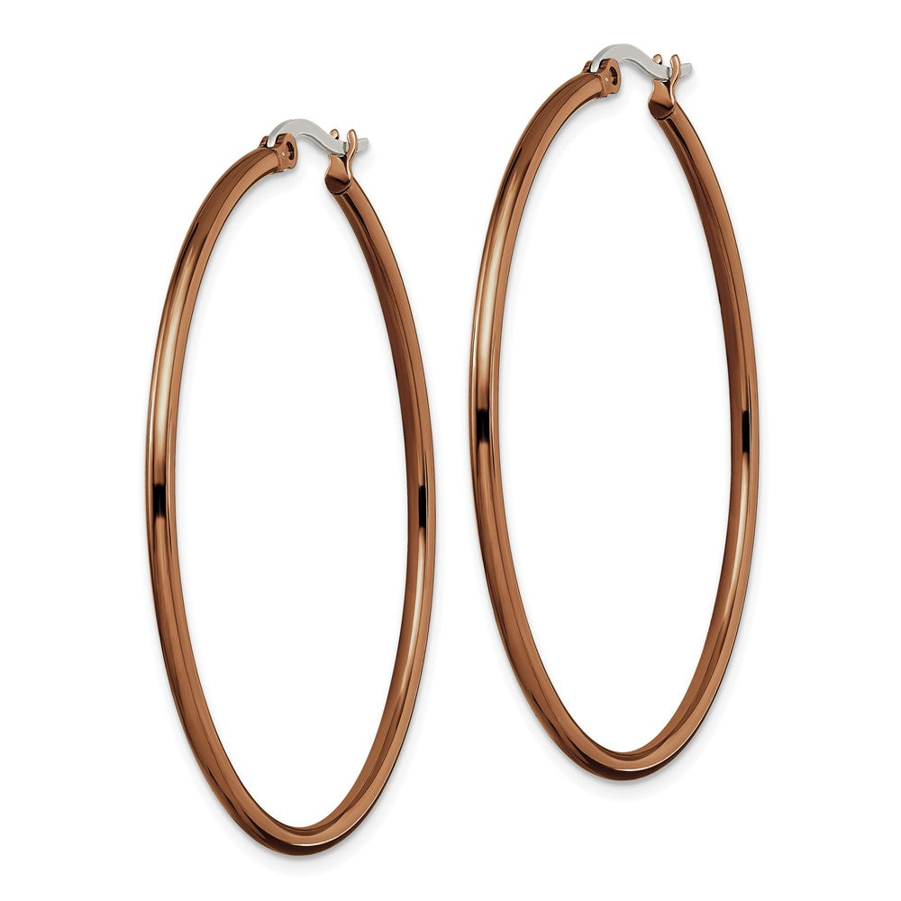 Stainless Steel Polished Brown IP-plated 48mm Diameter Hoop Earrings