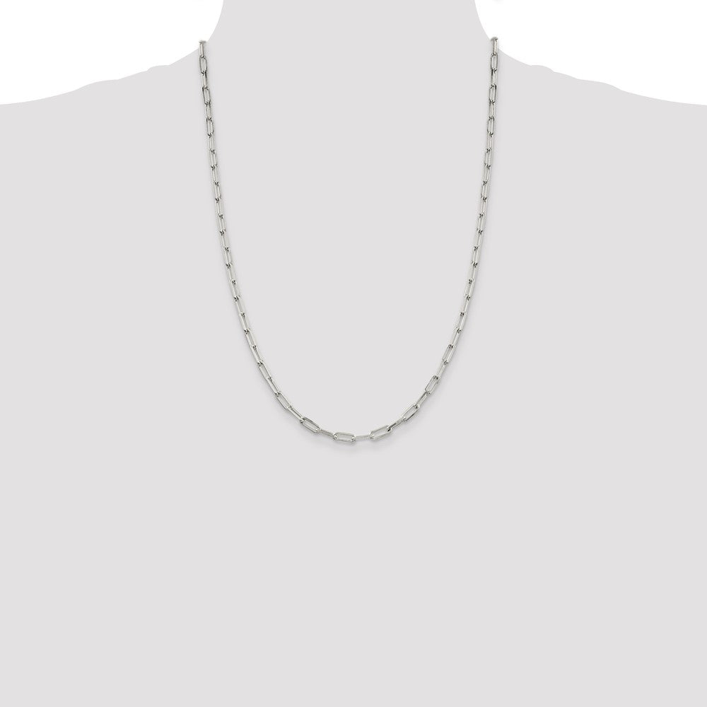 Sterling Silver 4.25mm Elongated Open Link Chain 24 Inches