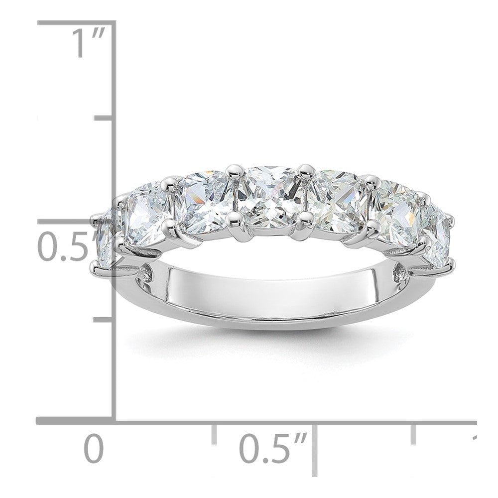 Cheryl M Sterling Silver Rhodium-plated Cushion-cut CZ 7 Stone Ring