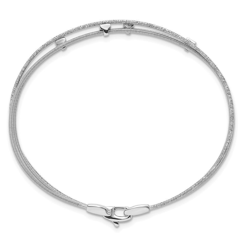 Sterling Silver Rhodium-plated CZ Polished and Textured Bracelet 7  inches