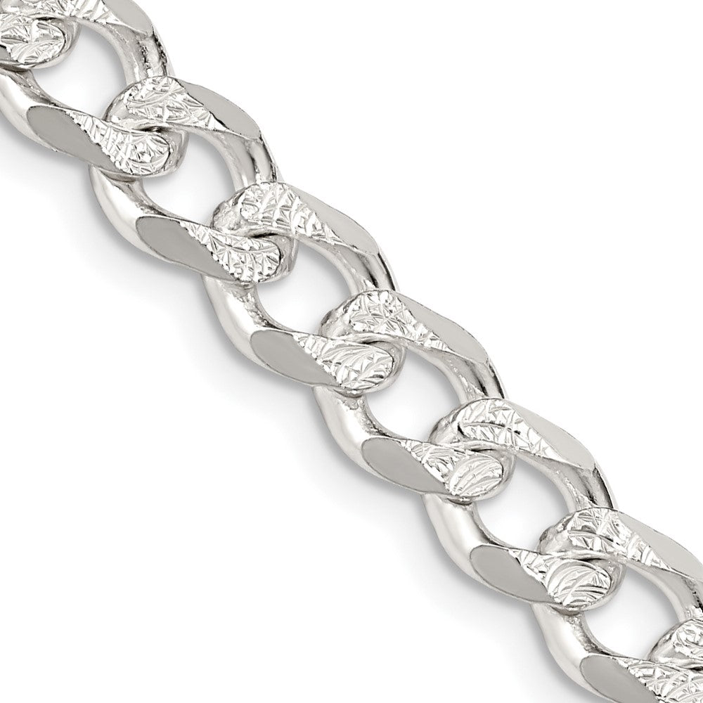 Sterling Silver 7.5mm Pav‚ Curb Chain 20 Inches
